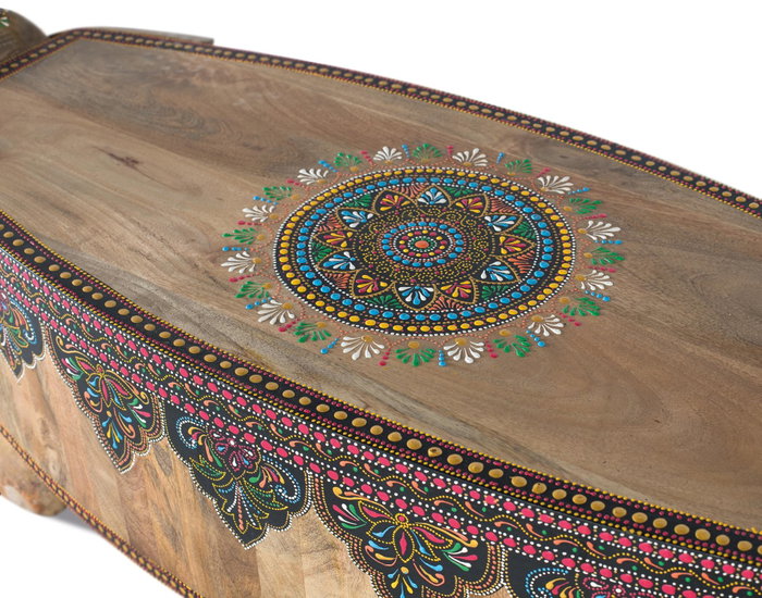 GINER Y COLOMER Banco de madera de mango multicolor pintado a mano
